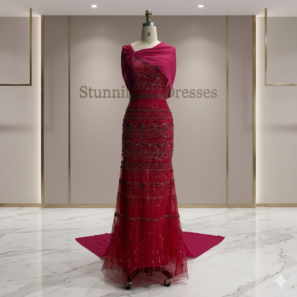 SDE5010 Luxury Saudi Arabic Sage Green Mermaid Evening Dress with Long Cape | Formal Gown