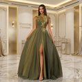 SDE3230 Elegant Chinese Style Beaded Embroidery Evening Dress – Luxury Long Wedding & Party Gown for Women