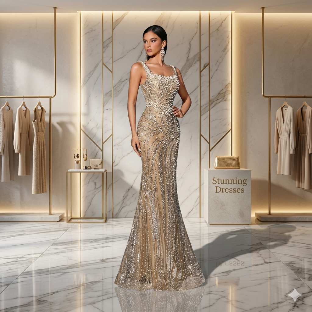 Luxury Sequin Beaded Backless Mermaid Dress – Elegant Sleeveless Wedding & Spring Party Gown