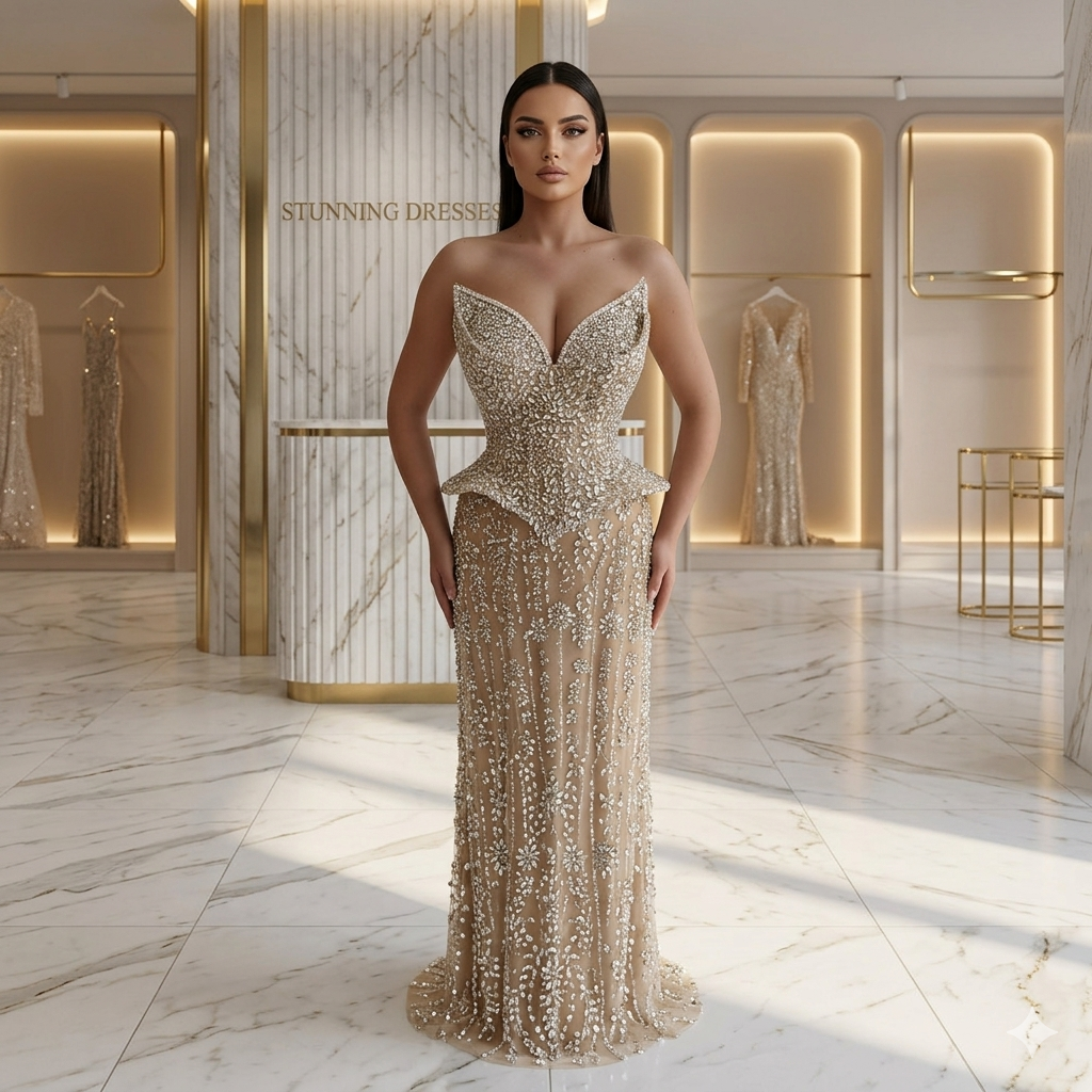 SDE5017 Luxury Kosovo Crystal A-Line Two Piece Evening Dress for Weddi – Stunning Dresses