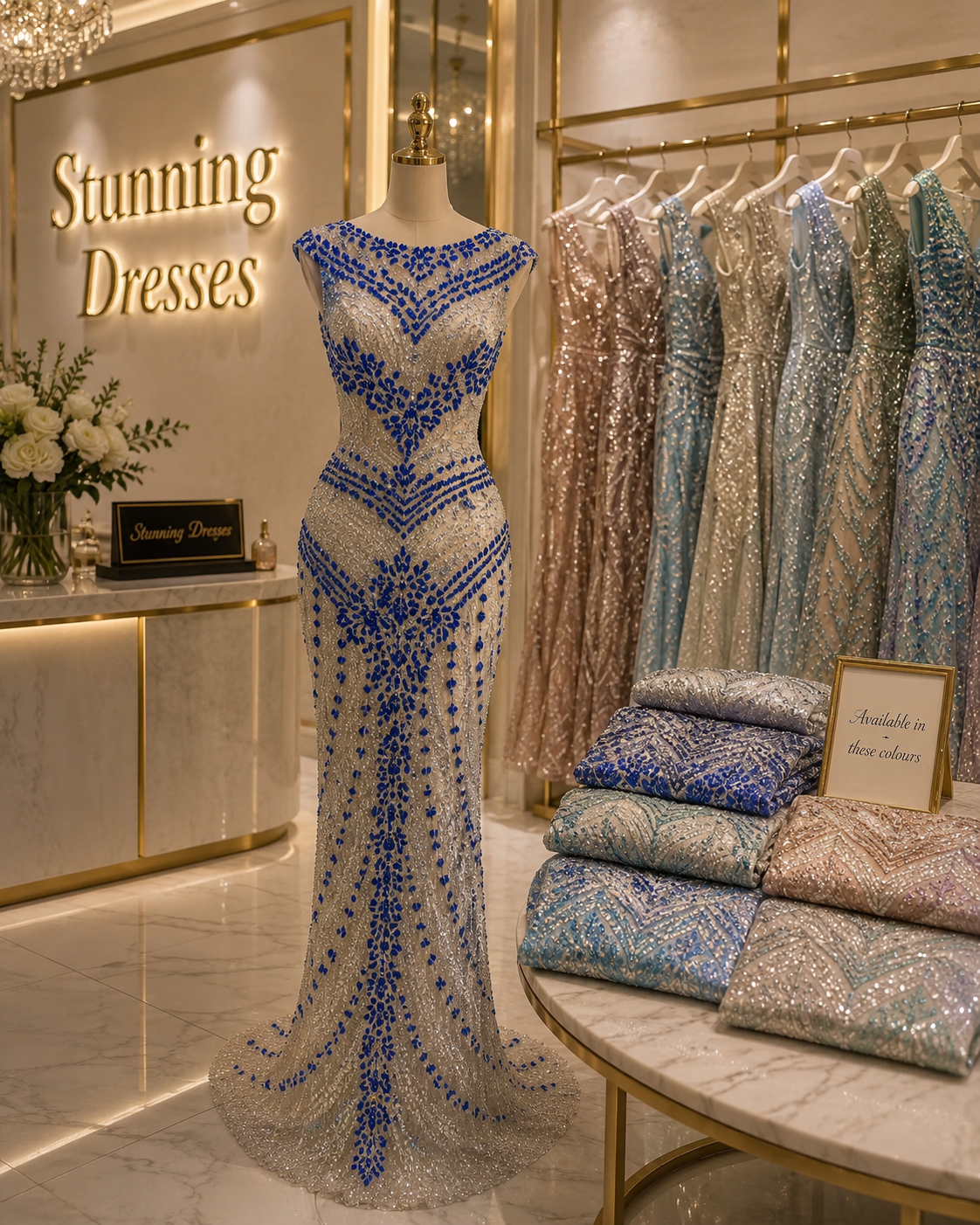SDE3240 – Celestial Turquoise Crystal Couture Gown