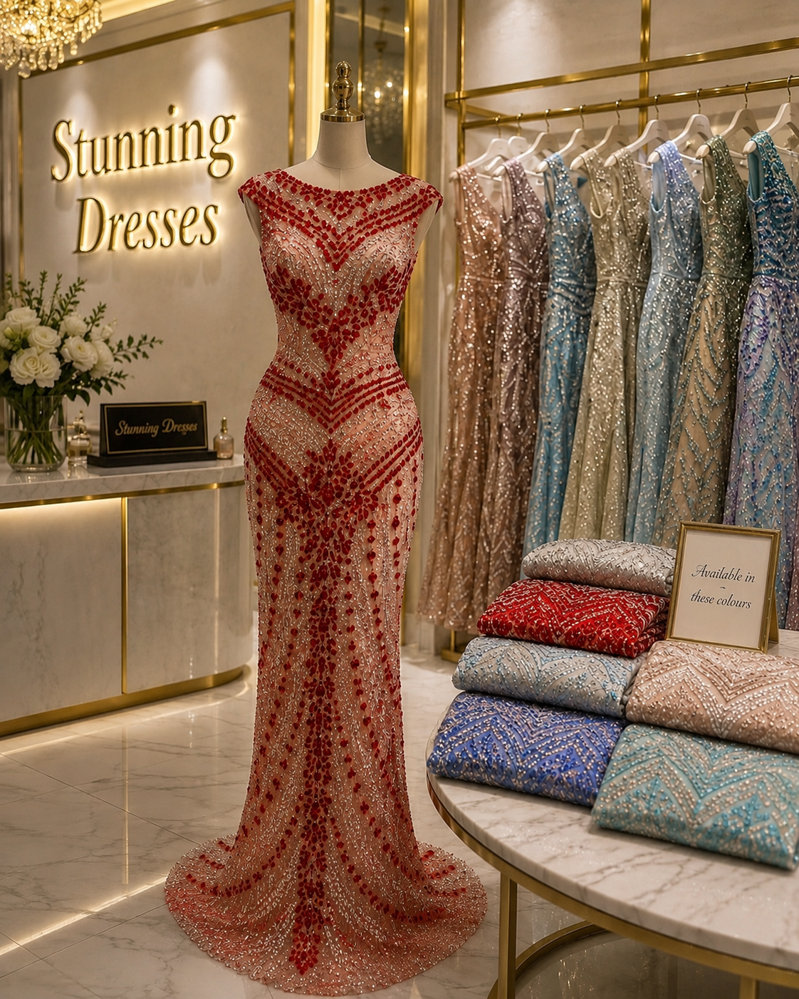 SDE3240 – Celestial Turquoise Crystal Couture Gown