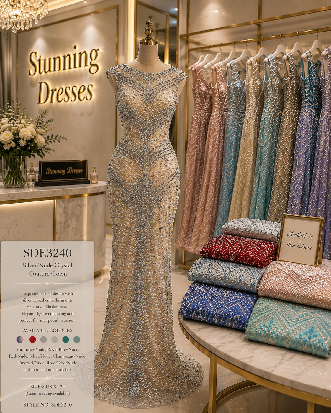 SDE3240 – Celestial Turquoise Crystal Couture Gown