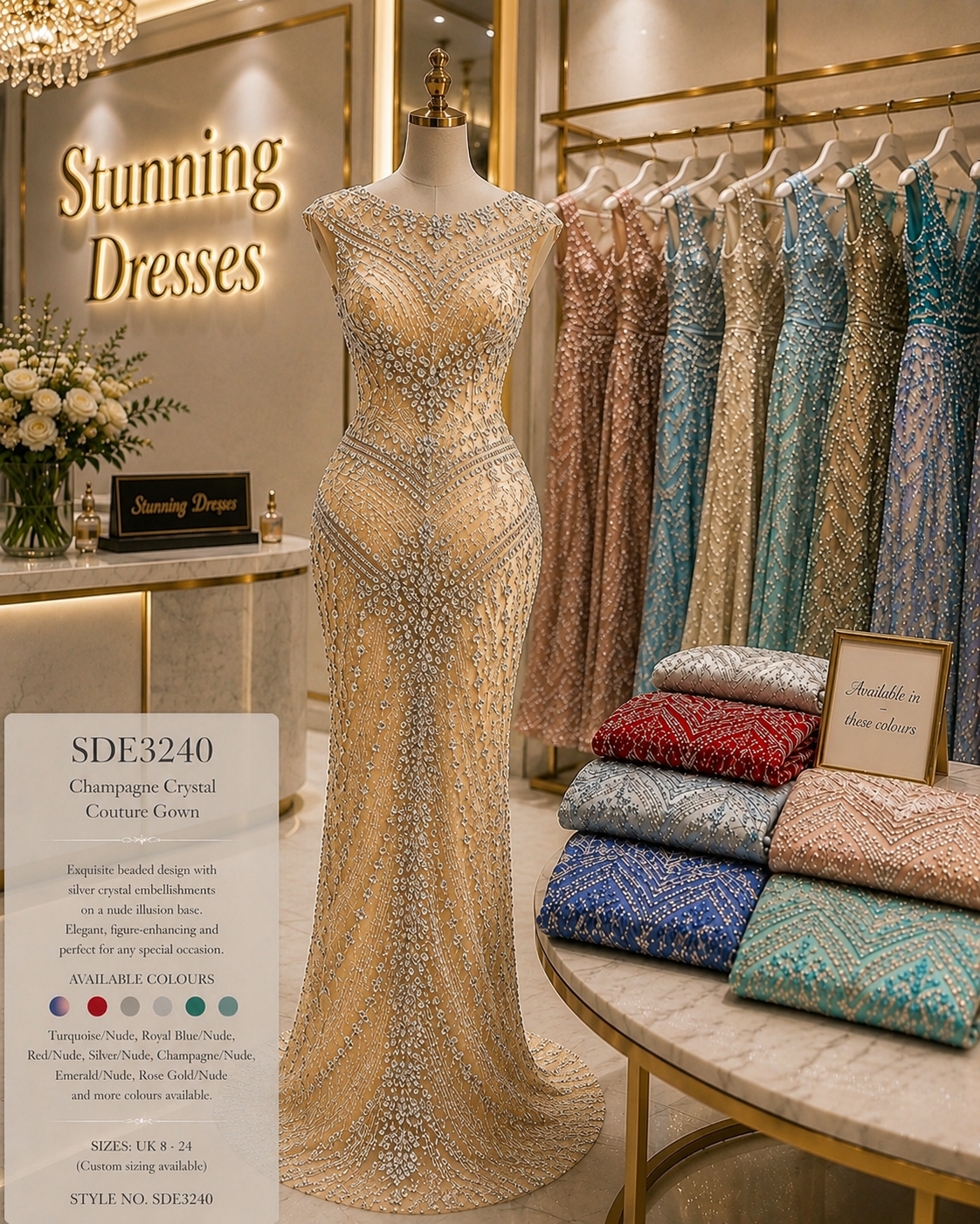 SDE3240 – Celestial Turquoise Crystal Couture Gown