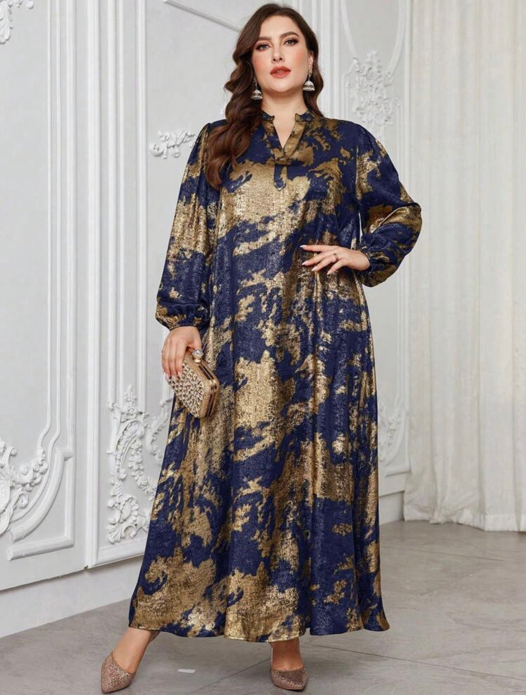 SDD4007 Metallic Maxi Dress lifestyle shot