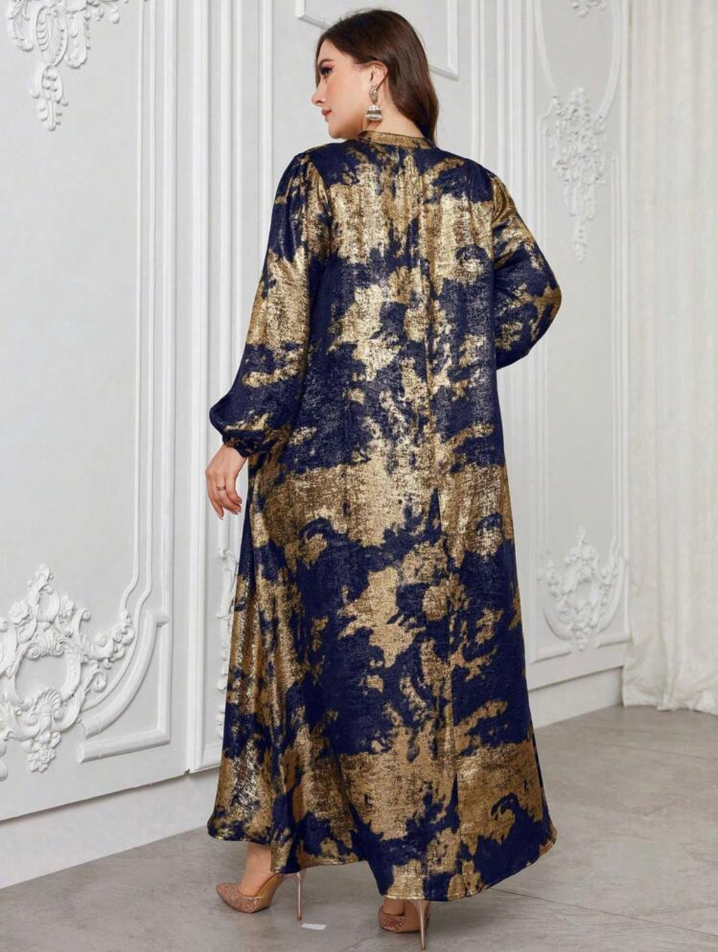 SDD4007 Metallic Maxi Dress standing pose