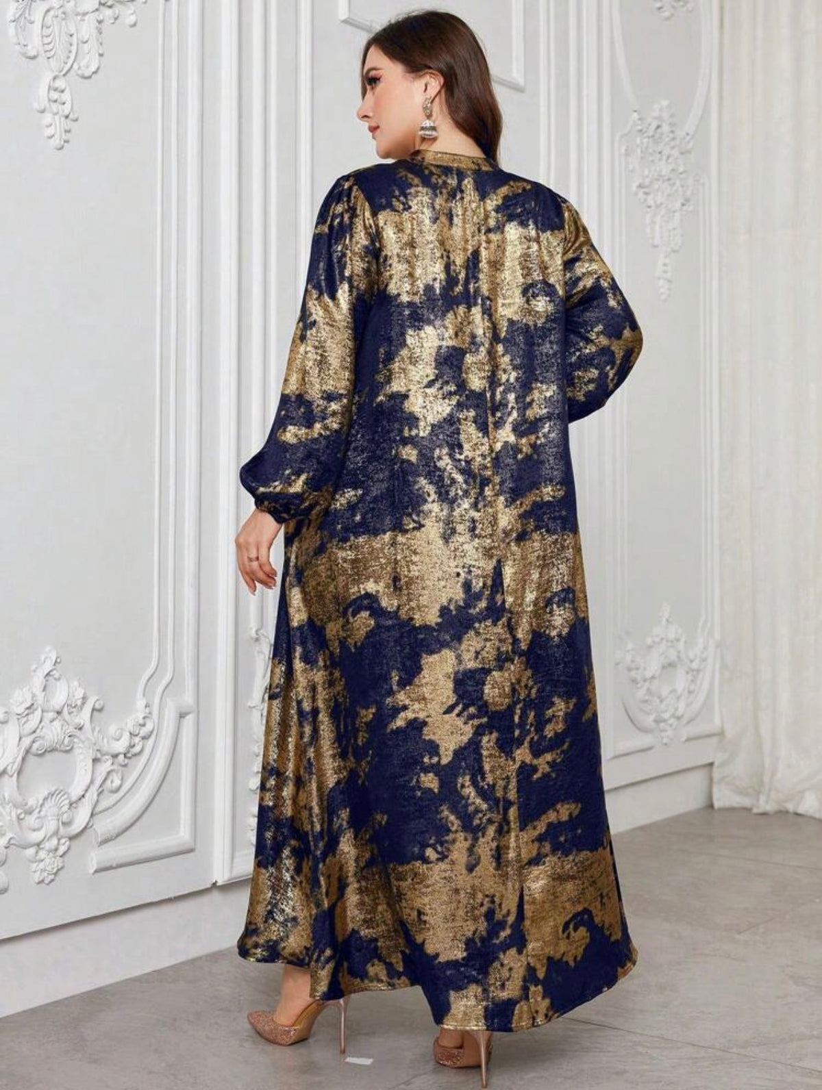 SDD4007 Metallic Maxi Dress standing pose