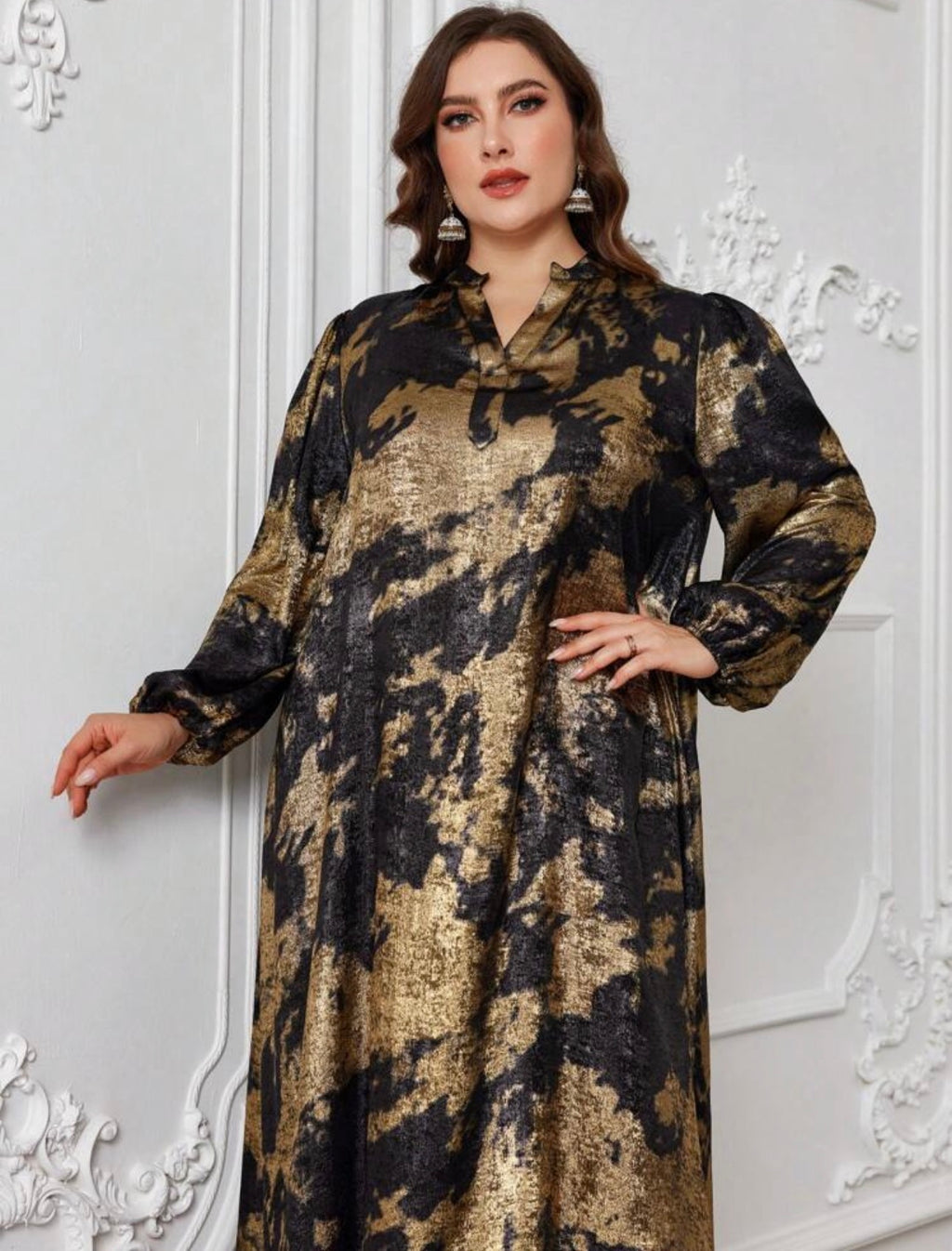 SDD4007 Navy Gold Metallic Maxi Dress side view