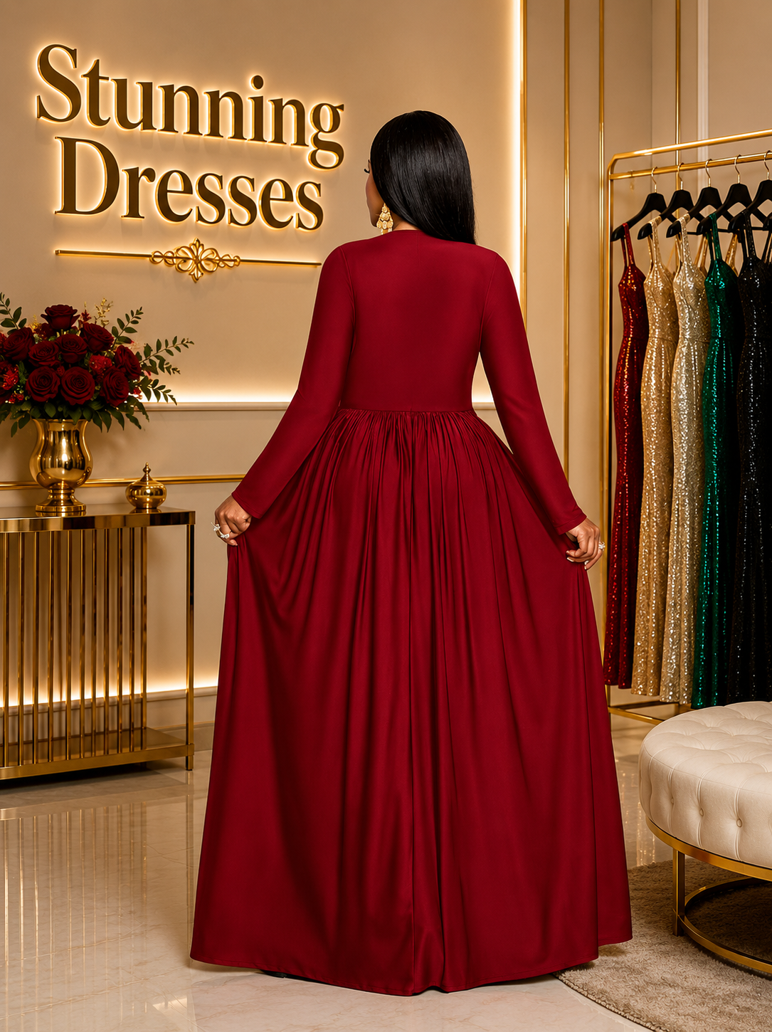 SDD4006 – Emerald Green Elegant Maxi Dress
