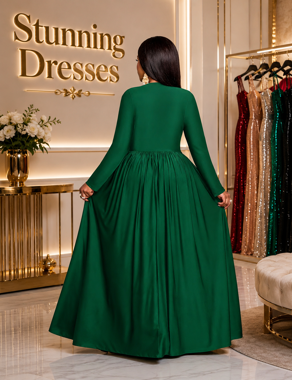 SDD4006 – Emerald Green Elegant Maxi Dress