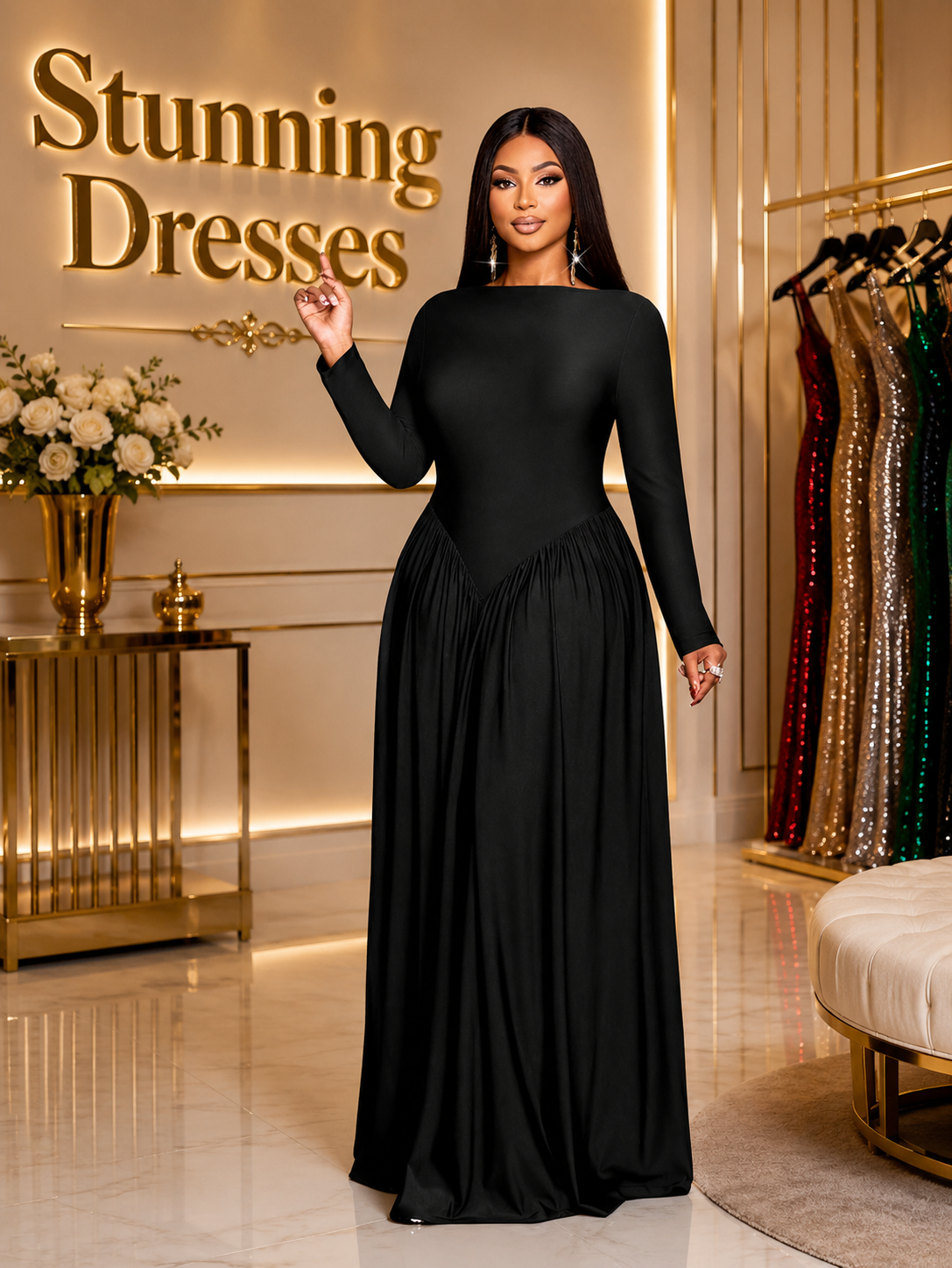 SDD4006 – Emerald Green Elegant Maxi Dress
