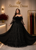 SDE3290 Scarlet Romance Off-Shoulder Embellished Evening Gown