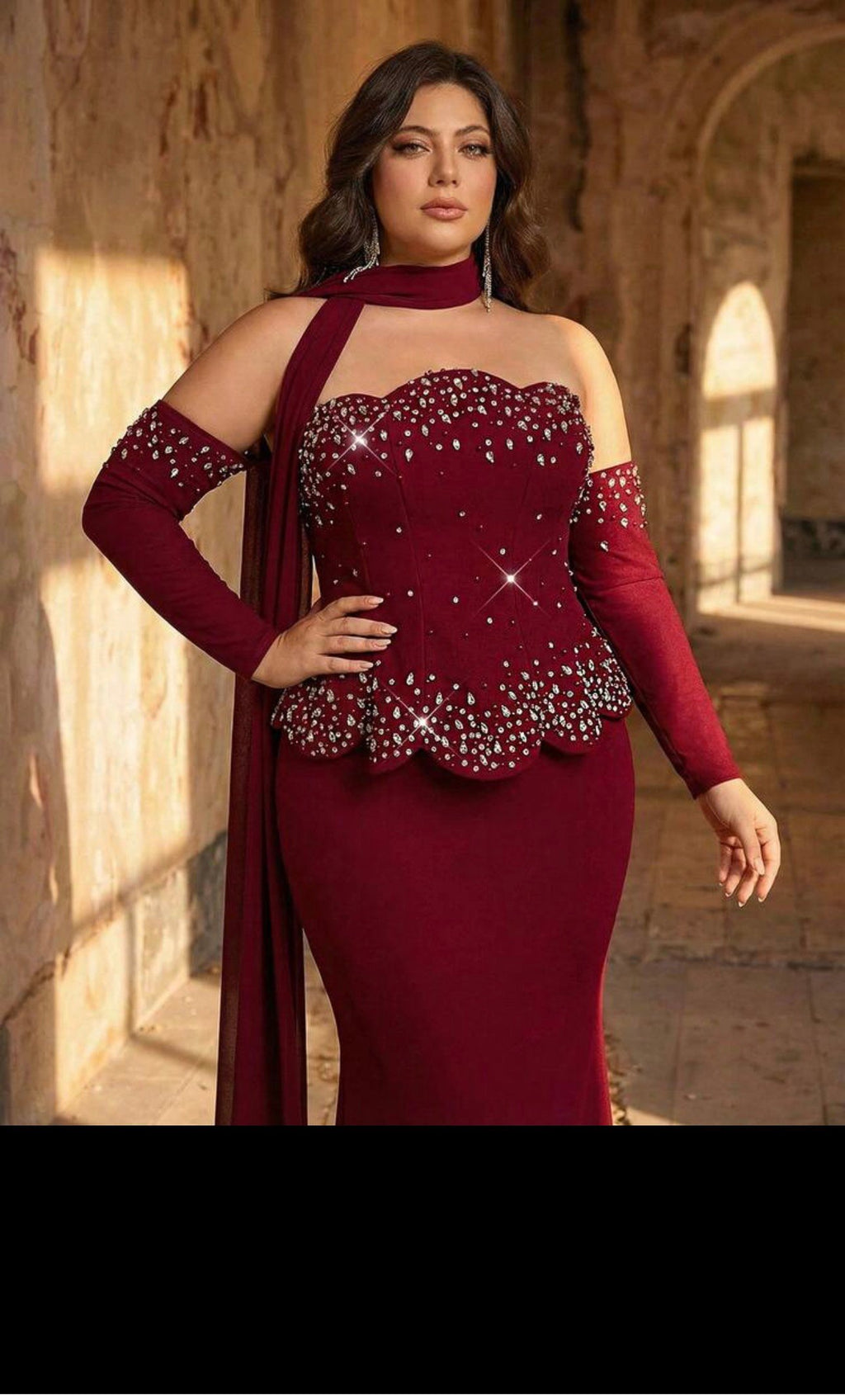 SD3275 Ruby Royale Embellished Off-Shoulder Evening Gown image 2