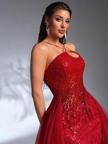 SD3273 Asymmetrical Beaded Embroidery Trailing Gown image 8