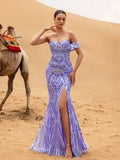 SD3214 Geometric Sequin Mermaid Gown image 4