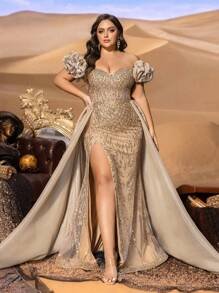 SD3240 Sweetheart Ruffled Shoulder Mermaid Gown image 2