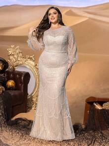 SD3234 Plus Size Arc Sequin Mermaid Gown image 4