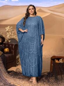 SD3235 Plus Size Sequin Embroidery Kaftan image 8