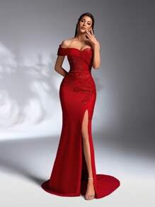 SD3191 Stretchy Heart Neckline Sequin Gown image 6