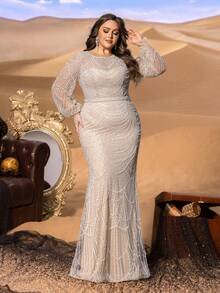 SD3234 Plus Size Arc Sequin Mermaid Gown image 8