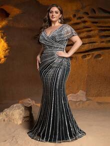 SD3239 Shimmering Sequin Beaded Mermaid Gown image 9