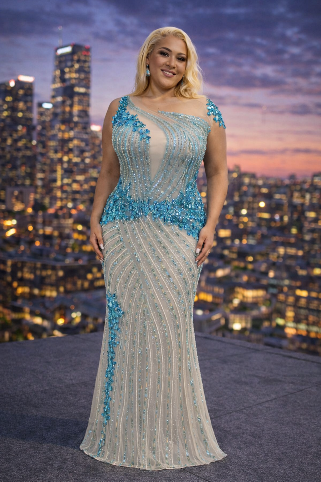 SD3262 Turquoise Embellished Illusion Neck Mermaid Evening Gown – Luxury Beaded Formal Dress UK – Stunning Dresses