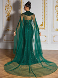 SD3204 Deep Green Sequin Beaded Deluxe Gown