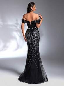 SD3178 Luxe Contrast Mermaid Rhinestone Gown image 2
