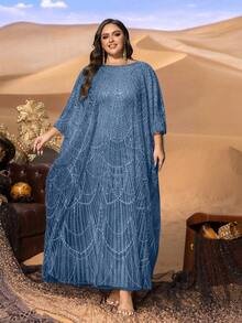 SD3235 Plus Size Sequin Embroidery Kaftan image 1