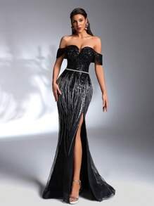 SD3178 Luxe Contrast Mermaid Rhinestone Gown image 3
