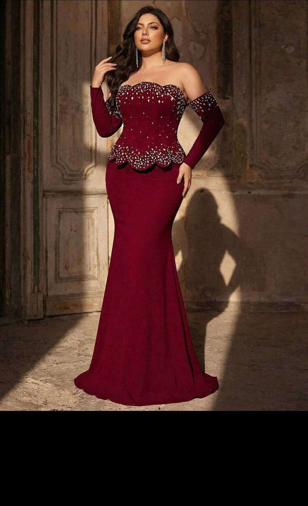 SD3275 Ruby Royale Embellished Off-Shoulder Evening Gown image 5