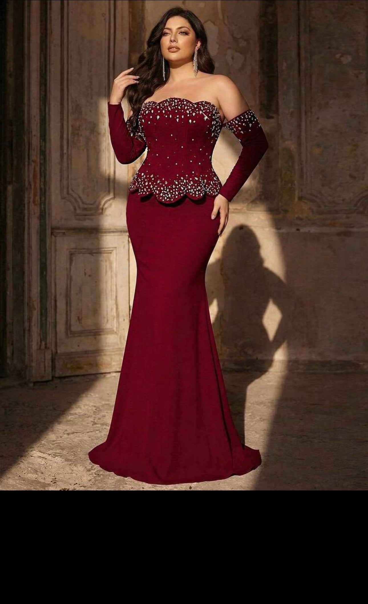 SD3275 Ruby Royale Embellished Off-Shoulder Evening Gown image 5