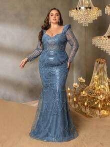 SD3237 Geometric Wave Beaded Mermaid Gown image 4