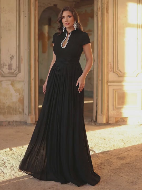 SDE3249 Plus Size Luxury Rhinestone Mermaid Evening Gown with Train
