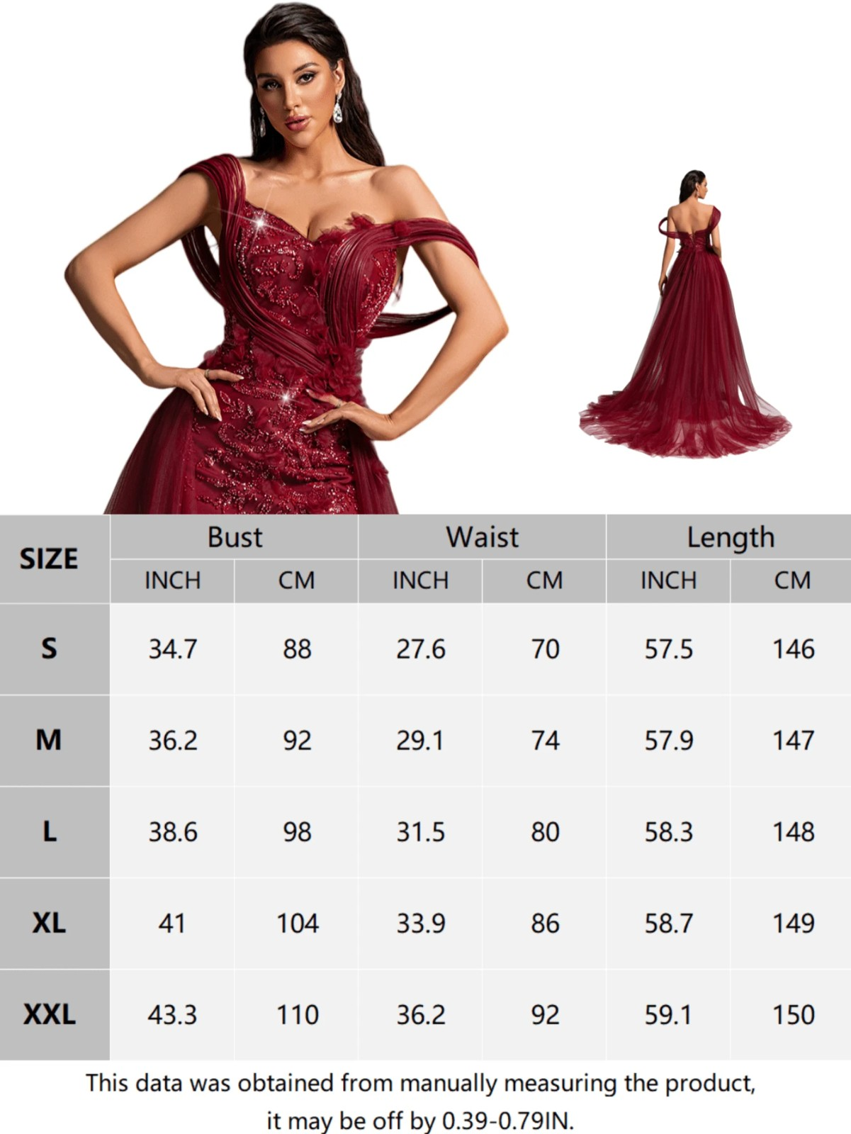 SD3173 Luxury Burgundy 3D Floral Trailing Gown