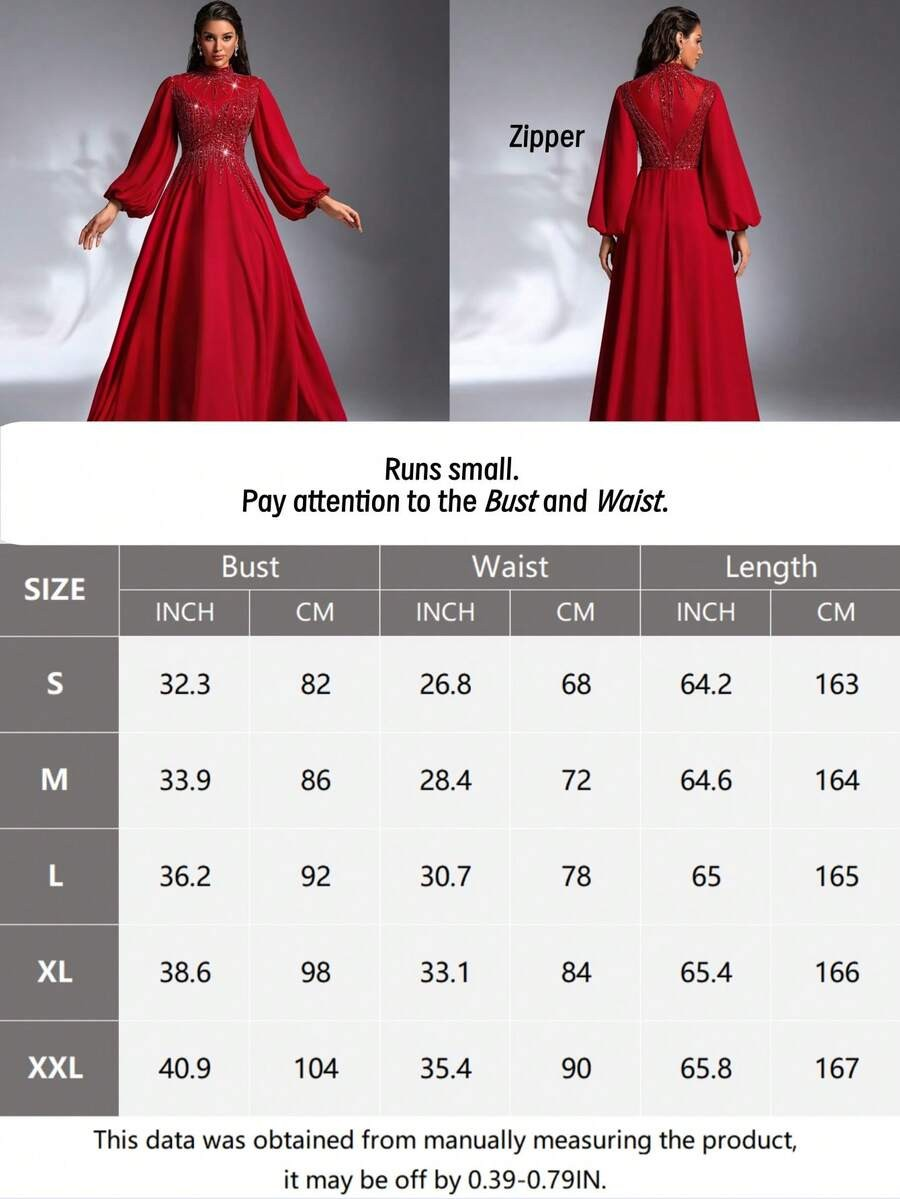 SD3176 Burgundy Lantern Sleeve Sequin Gown