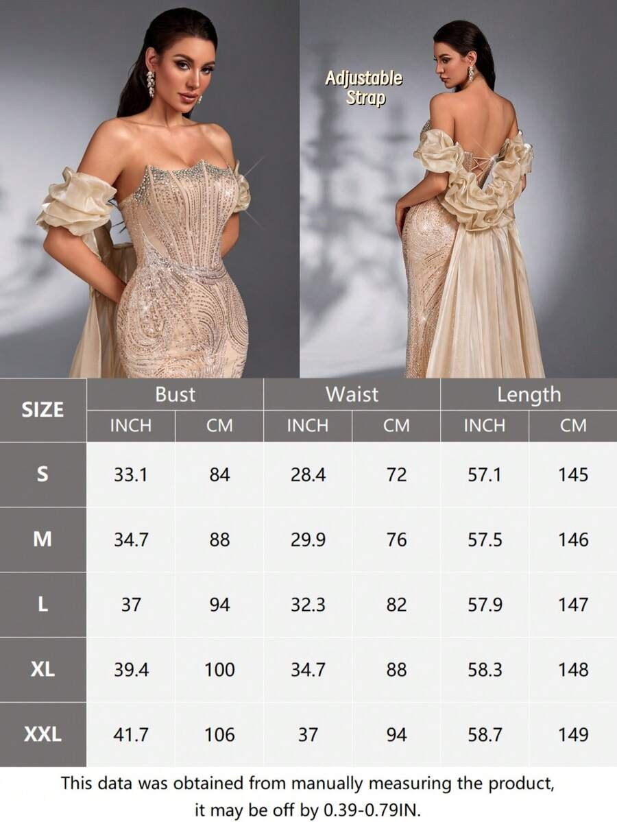 SD3203 Champagne Asymmetric Bustier 2-Piece Gown