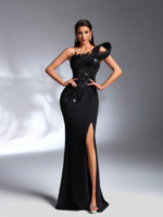One‑Shoulder Olive Green Evening Gown with Sequined Detailing SD3164 - Image 11