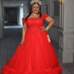 SD3167 Crimson Luxe Off-Shoulder Statement Gown