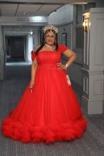SD3167 Crimson Luxe Off-Shoulder Statement Gown