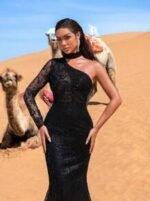 SD3218 One-Shoulder Beaded Mermaid Gown - Image 4