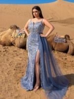 SD3247 Split-Thigh Beaded Mermaid Cami Gown - Image 3