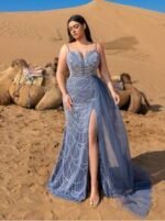 SD3247 Split-Thigh Beaded Mermaid Cami Gown - Image 5