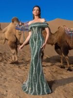 SD3226 Off-Shoulder Beaded Mermaid Gown