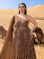 SD3236 One-Shoulder Cape Sleeve Sequin Gown - Image 3