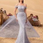 SD3215 Off-Shoulder Tulle Overlay Mermaid Gown