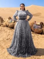 SD3246 Petite Stand Collar Beaded A-Line Gown - Image 4