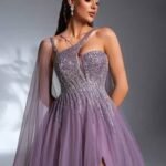 SD3186 Luxe Asymmetrical Beaded Mesh Gown