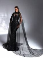 SD3197 Black Sequin Beaded Lace Splice Gown - Image 5