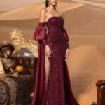 SD3222 Off-Shoulder Mermaid Gown with Flowing Sleeves